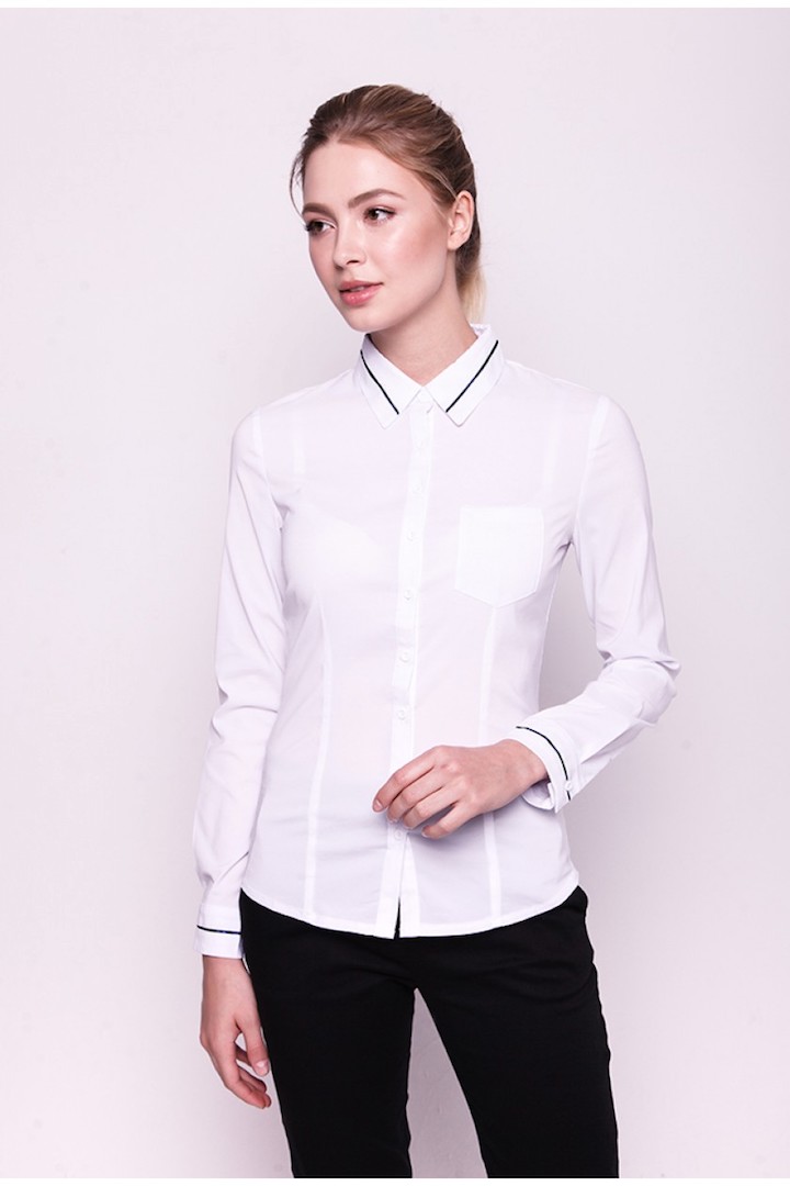 Фото товара 15326, белая рубашка с длинными рукавами