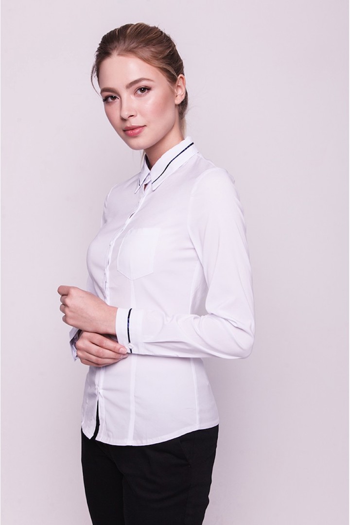 Фото товара 15329, белая рубашка с длинными рукавами